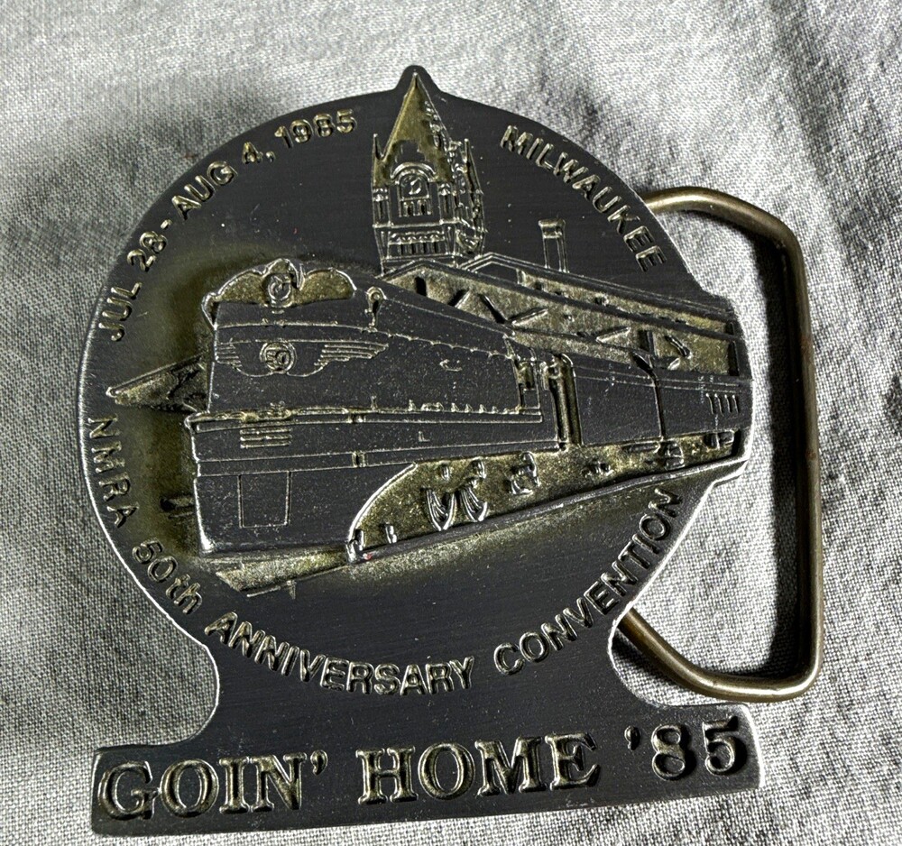 Eagle 1985 NMRA Convention Milwaukee "Goin' Home '85" Silver Metal Belt Buckle